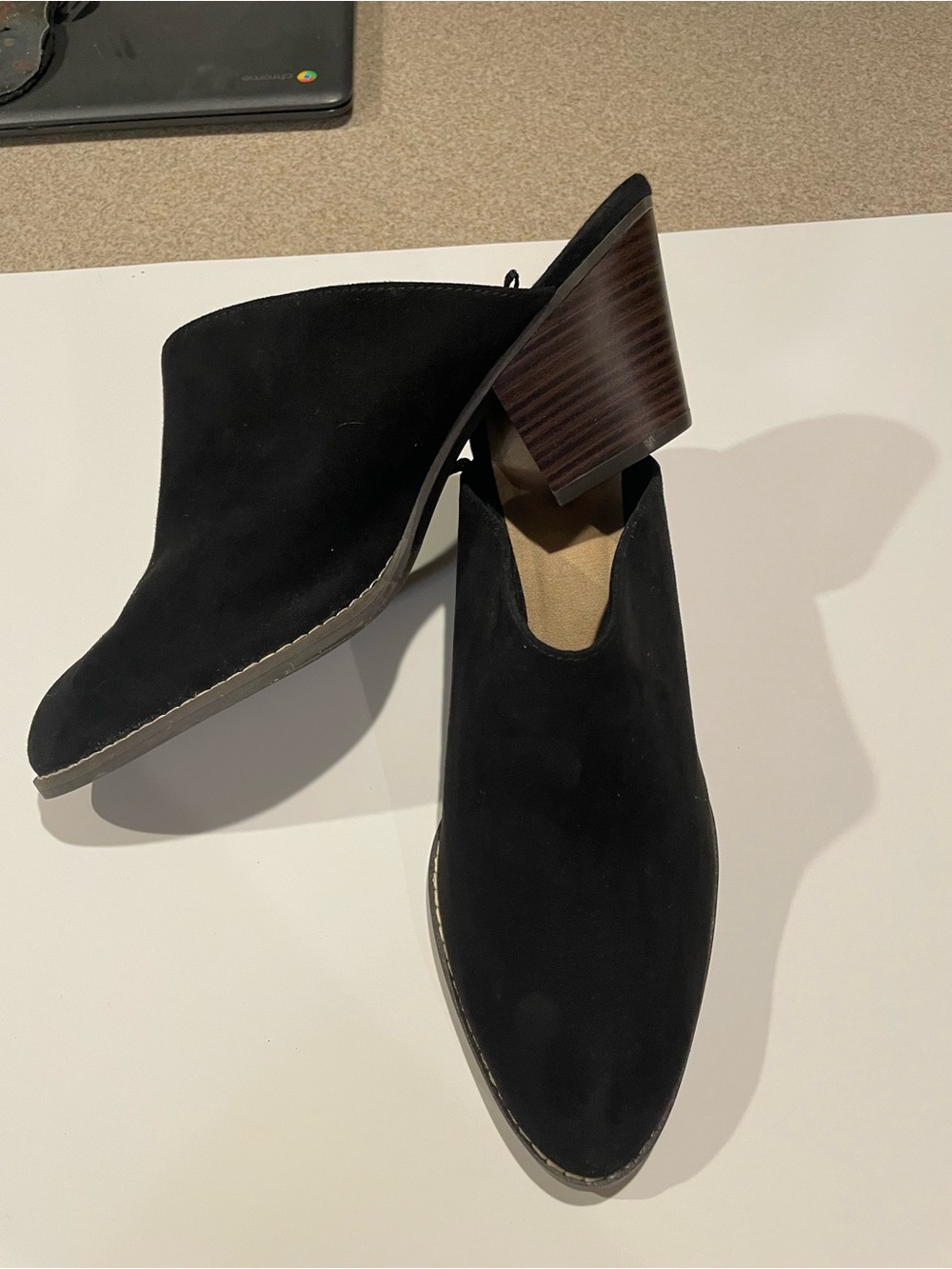 Old Navy Black Suede Slip-On Mule Heels